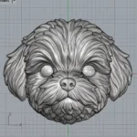 3d cad digital sculpture model of a dog head for custom pet jewelry design