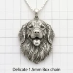 3d carved sterling silver golden retriever dog portrait pendant with 1.5mm box chain