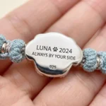 custom engraved message always by your side on back of sterling silver pet memorial charm