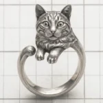 detailed 3d carved sterling silver cat wrap ring personalized pet jewelry