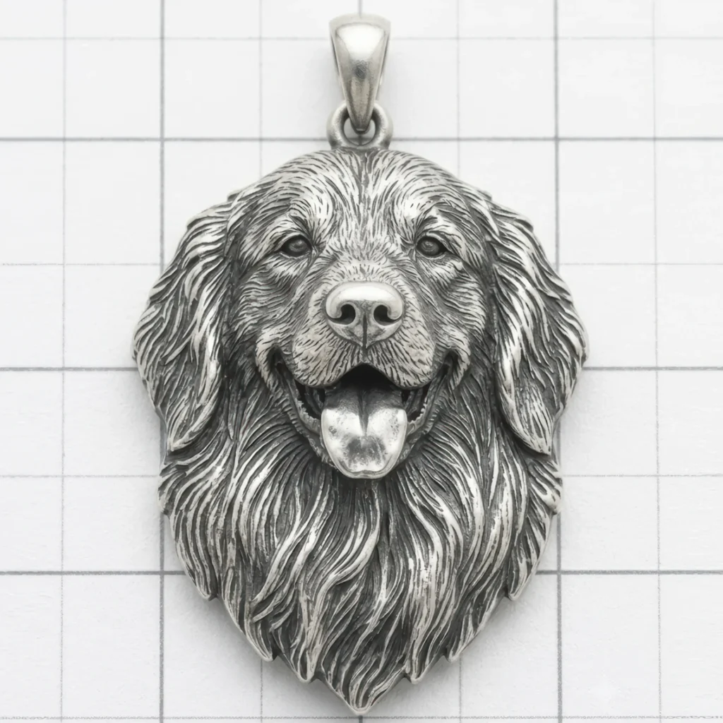 personalized 3d silver golden retriever pet memory necklace pendant