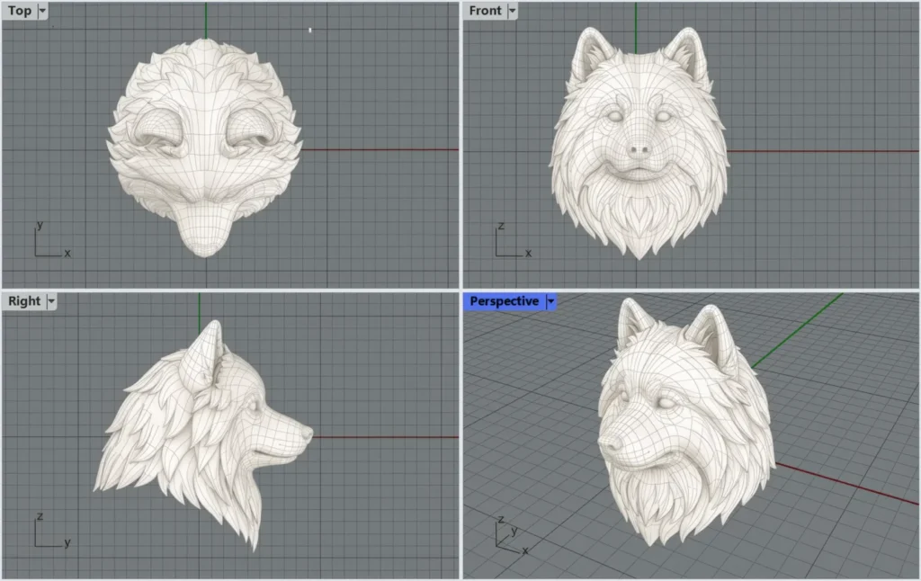 How It Works wove paw 3d cad digital rendering wireframe model preview of a dog head for custom jewelry