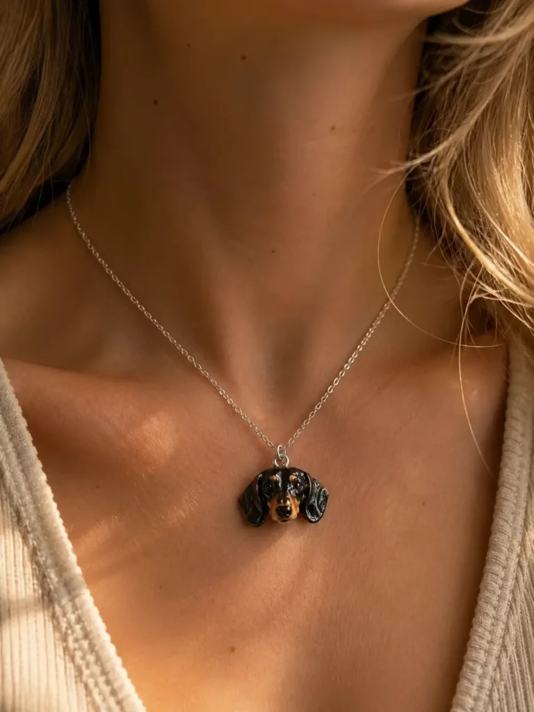 The Ultimate Personalized Pet Jewelry Gift Guide for 2026: Wear Their Love Everywhere elegant 3D black and tan dachshund portrait pendant on silver chain
