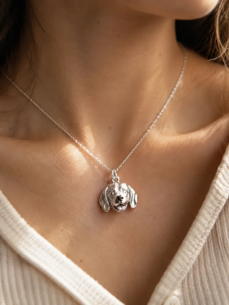 How to Choose the Best Photo for Your Custom Pet Silver Engraving custom sterling silver pet engraved portrait necklace on neck